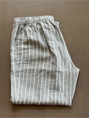 Women’s Gray Stripe Casual Linen Pants